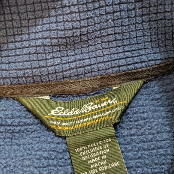 Eddie Bauer Soft Waffle Knit 1/4 Zip Blue Thermal Pullover Mens Sz XXL. - Picture 4 of 5